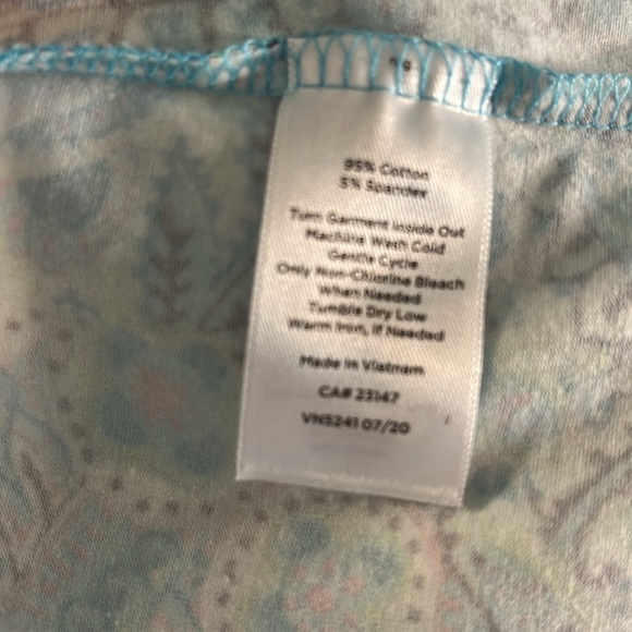 Talbots “The Perfect Tee” Top Paisley 3/4 Sleeves Size LP Large Petite Blue - Picture 7 of 9